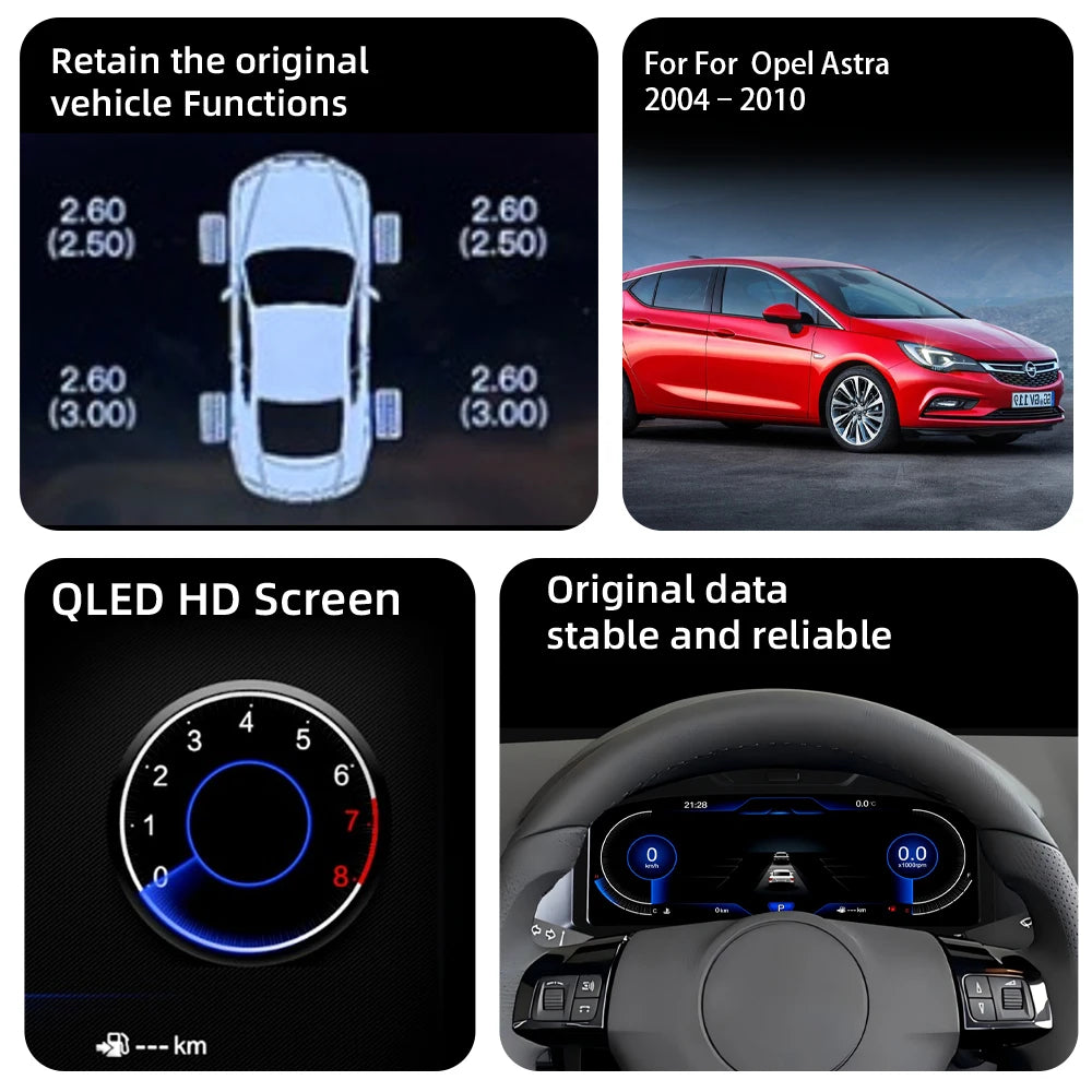 Digital Instrument Cluster for Opel Astra 2004-2010 | 12.3" HD Speedometer Upgrade detail view