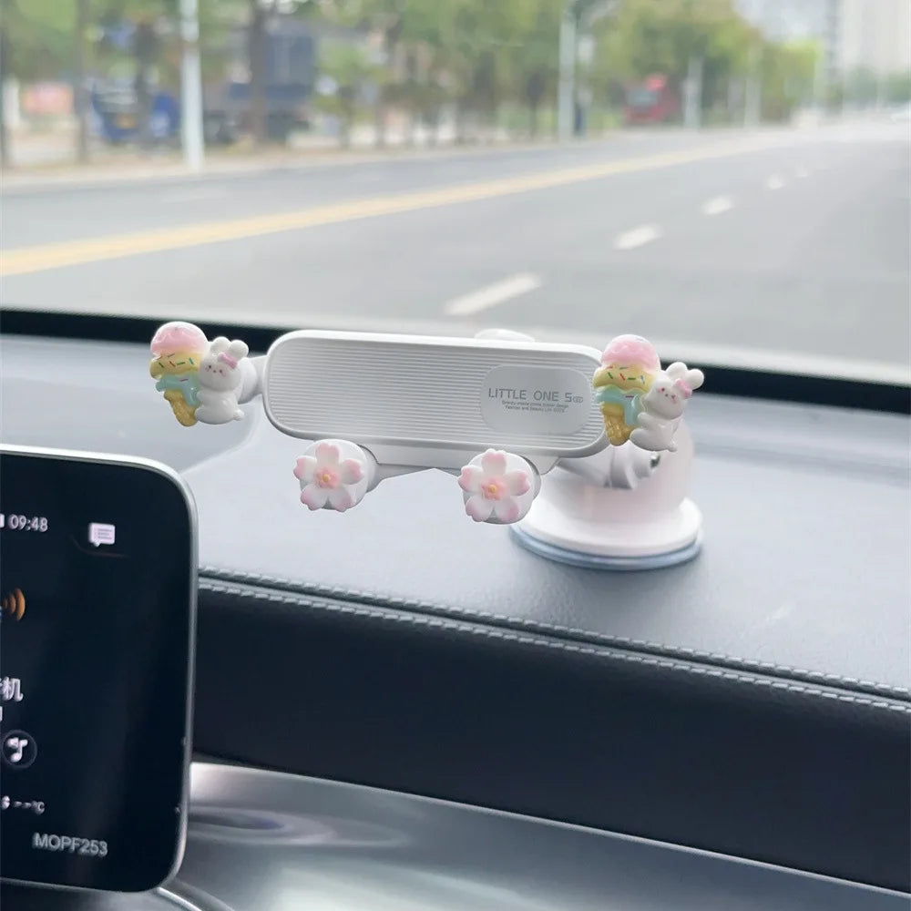 Car Cartoon Phone Holder for Navigation | Creative Air Vent Suction Cup Mount Stand additional angle