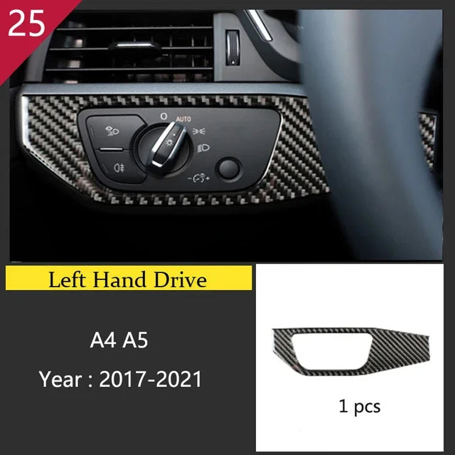 Carbon Fiber Car Interior Gear shift buttons Panel Door Armrest Reading Light Cover Trim Stickers Accessories for Audi A4 A5 B9