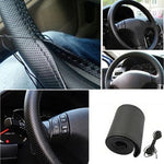 Car Steering Wheel Cover Needles And Braid Thread Artificial Leather Car Covers Suite close-up view