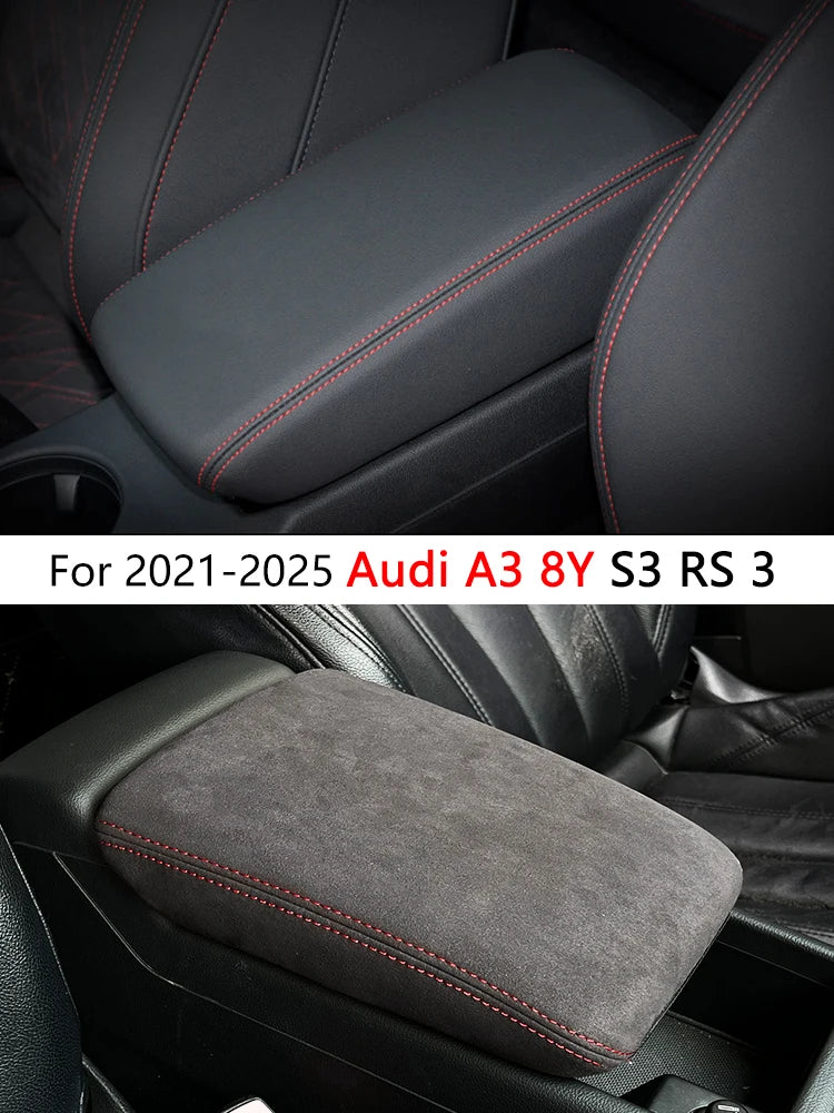 Central Control Armrest Box Suede Pprotective Cover For Audi A3 8Y Accessories 2021 2022 2023 2024 2025  Audi S3 8Y and RS 3 8Y