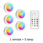 RGB LED Under Cabinet Lights Wireless Battery Remote Control close-up view