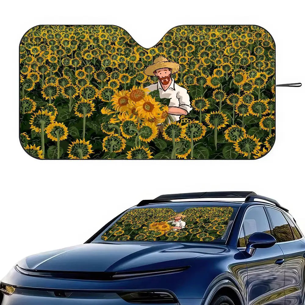 Starry Night Van Gogh Art Windshield Sun Shade | Car SUV Truck Front Window Protector alternate view