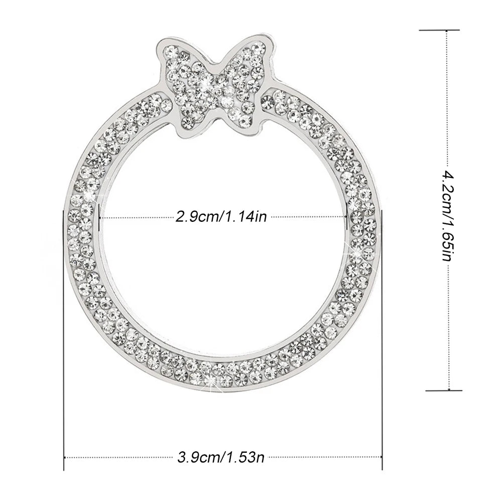1PCS Car Bling Ring Crystal Car Stickers Rings Womens Car Decals, Push Start Button B alternate view