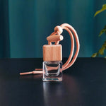 Square Glass Car Perfume Bottle Pendant | Empty Essential Oil Diffuser close-up view