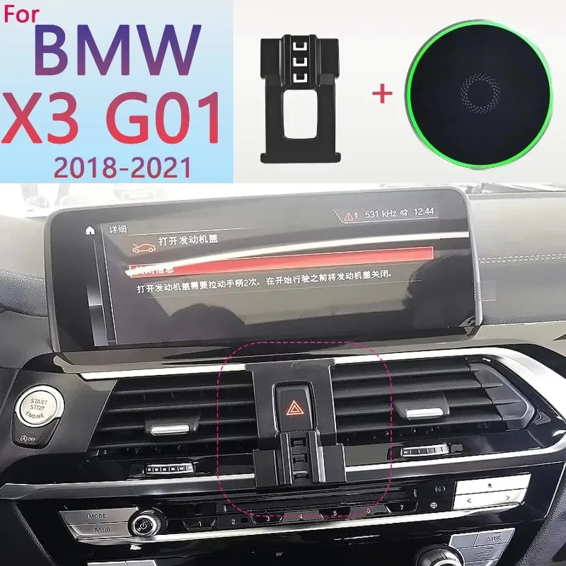 Magnetic Car Phone Holder for BMW X3 G01 2018 2019 - 2021 15W Wireless Charging Phone Stand MagSafe Base Car Cell Phone Holder