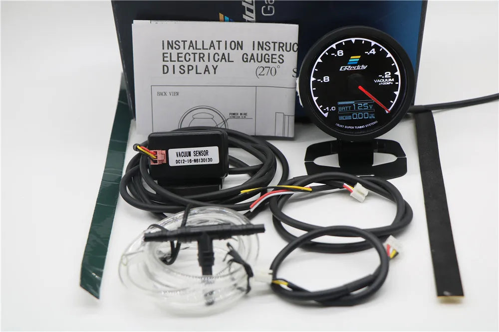 GReddi 7 Color Turbo Boost Gauge | 62mm 2.5 Inch Car Racing Meter with Sensors additional angle