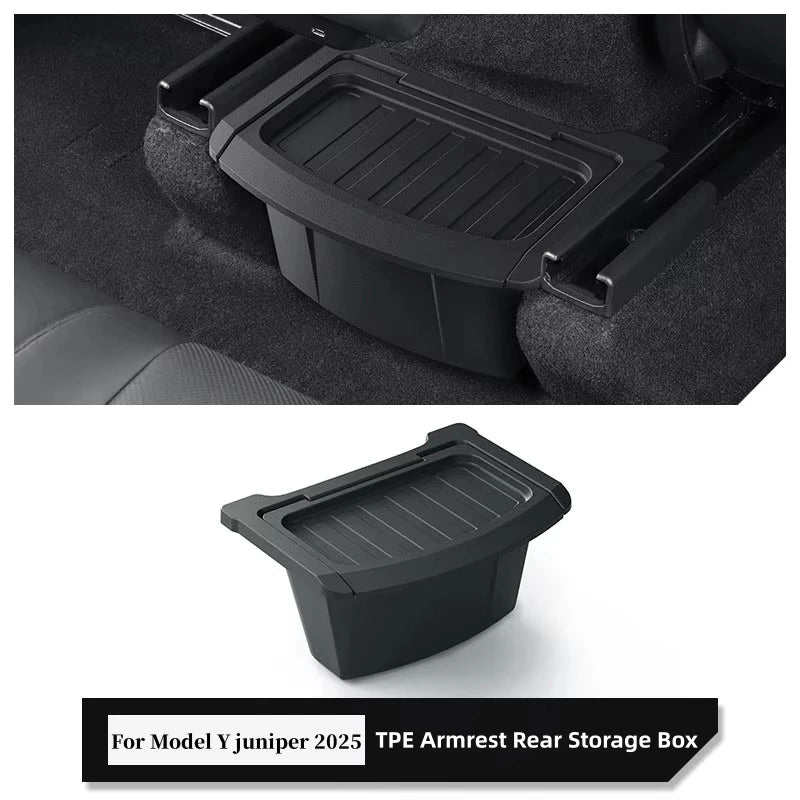 Armrest Rear Storage Box For Tesla Model YL 6-Seats 2026 TPE Center Console Under Air Vent Storage Case Trash Can Organizer Tray