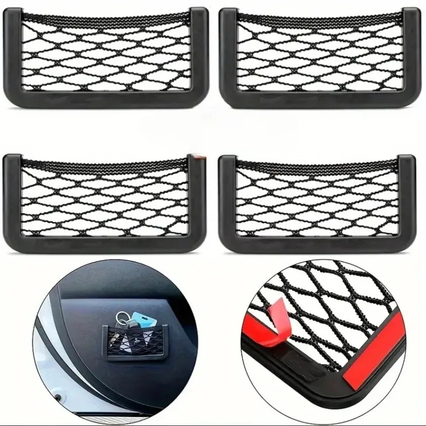 Car Storage Bag Mesh Bag Car Universal Organizer Mesh Storage Bag Auto Paste Net Storage detail view