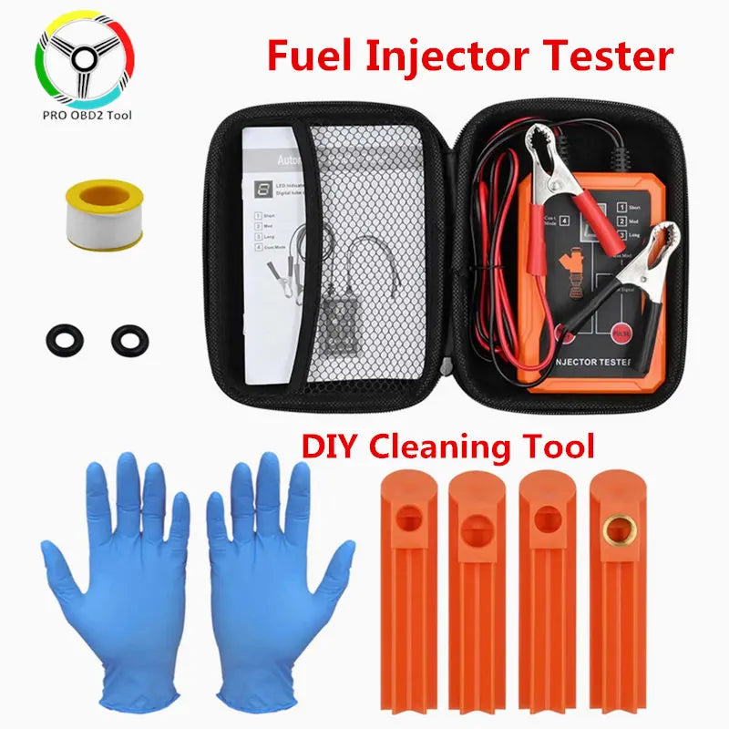 Fuel Injector Tester DIY Cleaner Set 4 Pulse Modes Car Fuel Cleaning Injector Work with Fuel Pressure Tester Car