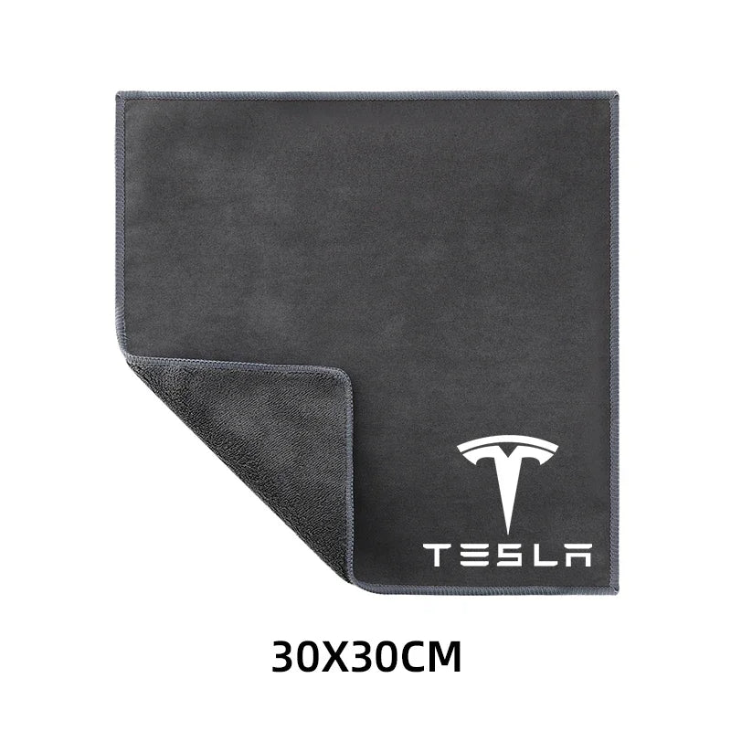 Car Interior Cleaning Soft Brush & Microfiber Towel Set | Tesla Model 3 Y close-up view