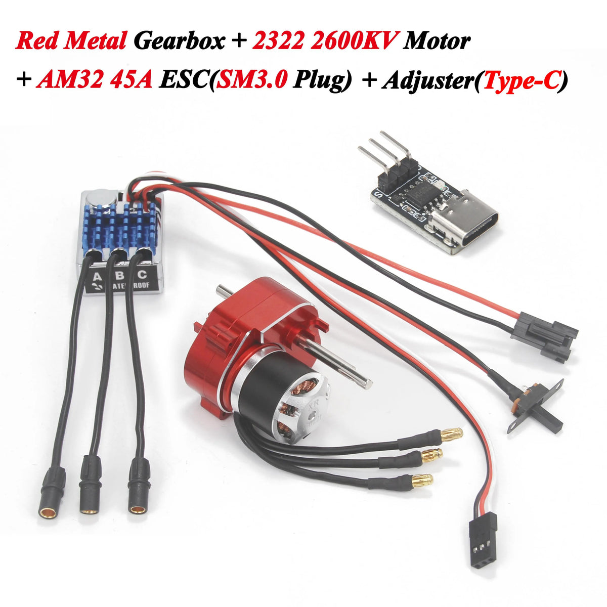 Full Metal Gearbox 2322 2600KV Brushless Motor AM32 45A ESC Adjuster 21g Servo for 1/12 RC Car Crawler MN82 MN78 MN168 MN99 MN98