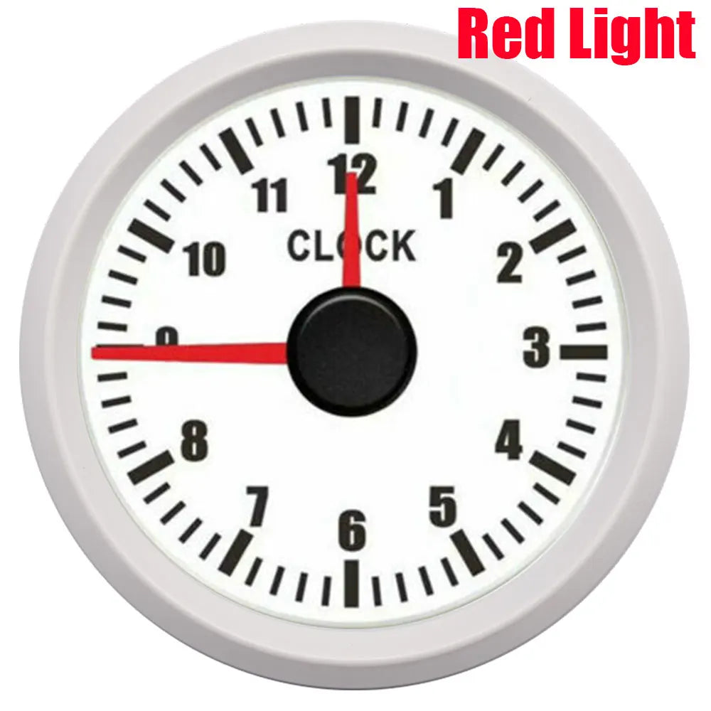0-12 Hours 52mm Hour Meter Gauge with Red Backlight | 9-32V Clock for Car Boat RV alternate view
