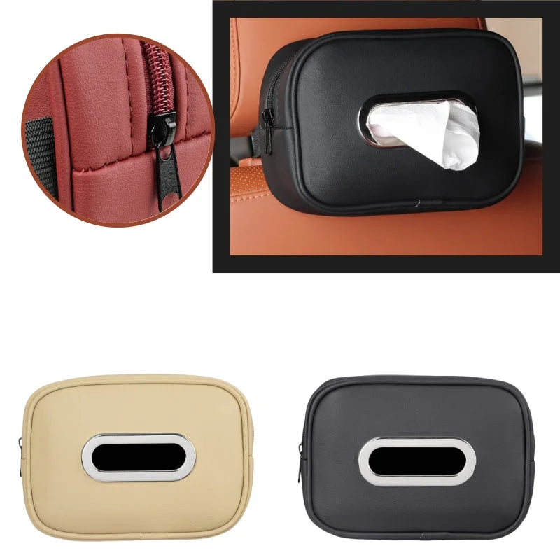 Car Tissue Box Holder Leather Sun Visor Mount Napkin Case