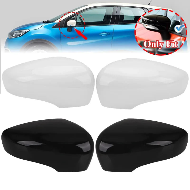 Glossy Black/White Car Side Door Rearview Mirror Cover Cap For Renault Clio 4 Mk4 / Zoe / Captur 2012-2019 Door Wing Mirror Case
