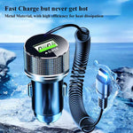 EDEBA Metal USB Car Charger with Type C Cable | 12V Super Fast Vehicle Adapter 2 in 1 close-up view
