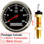 3000RPM Tachometer 85mm with Sensor | Diesel Engine Marine Boat Car RPM Gauge Hour Me alternate view