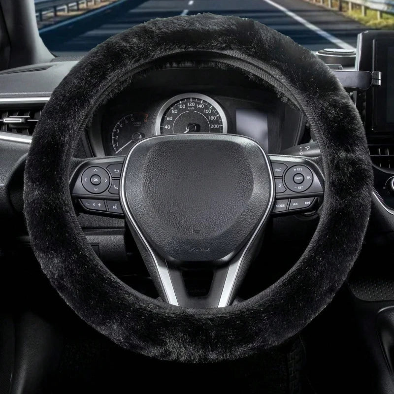 Plush Winter Steering Wheel Cover Without Inner Ring detail view