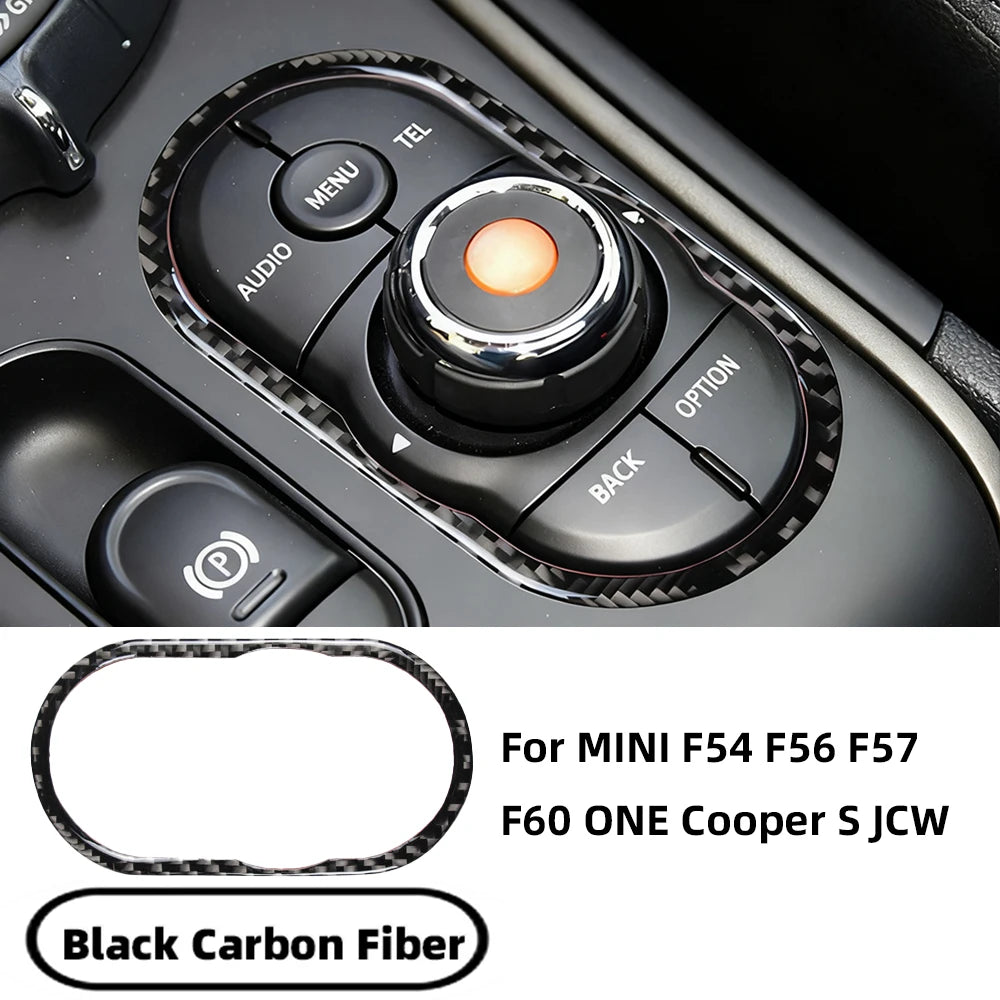 Carbon Fiber Car Multimedia Decorative Stickers For MINI ONE Cooper S JCW F54 F55 F56 F5 detail view