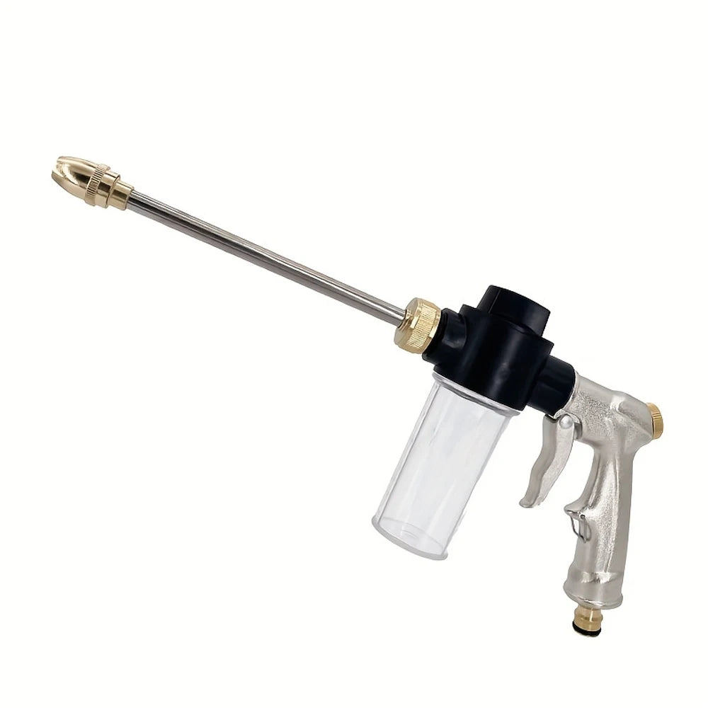Metal Long Foam Water Gun | High-Pressure Cleaning Nozzle for Garden and Vehicle Use