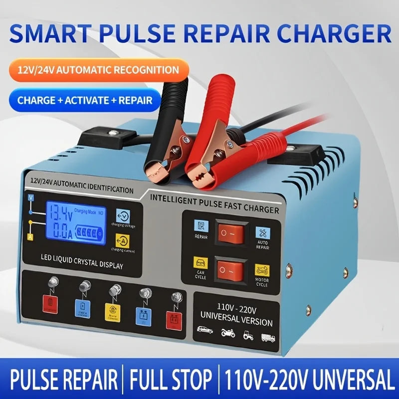 12V/24V Smart Car Battery Charger 3in1 | Intelligent Charging, Activation, and Maintenance