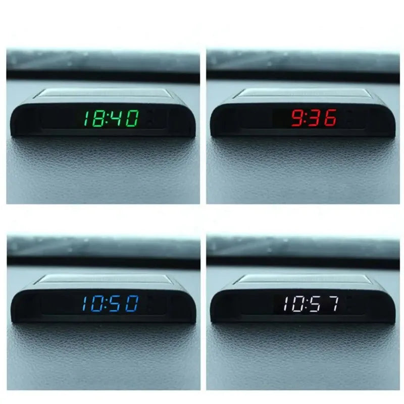 Car Clock Solar Charging Stick-On Digital Watch | 24-Hour 3-Level Brightness Auto A additional angle