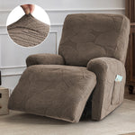 1/2/3 Seater Split Recliner Sofa Covers Solid Color Elastic Chair Cover with Side Pocket Removable Armchair Slipcover for Home