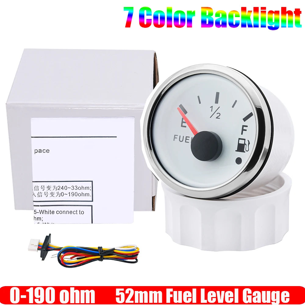 ZMFJH 7 Color Light 52mm Car Gauge Set | Fuel Water Level Voltmeter Oil Pressure Temp Ga detail view