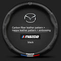 Carbon fiber Leathe Car Steering Wheel Cover For Mazda 3 5 6 SKYACTIV Axela Atenza CX30 CX5 CX8 CX9 MX5 RX8 RX7 BT50 Accessories
