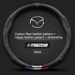 Carbon Fiber Leather Steering Wheel Cover | Mazda 3 5 6 CX30 CX5 CX8 MX5 RX8 RX7