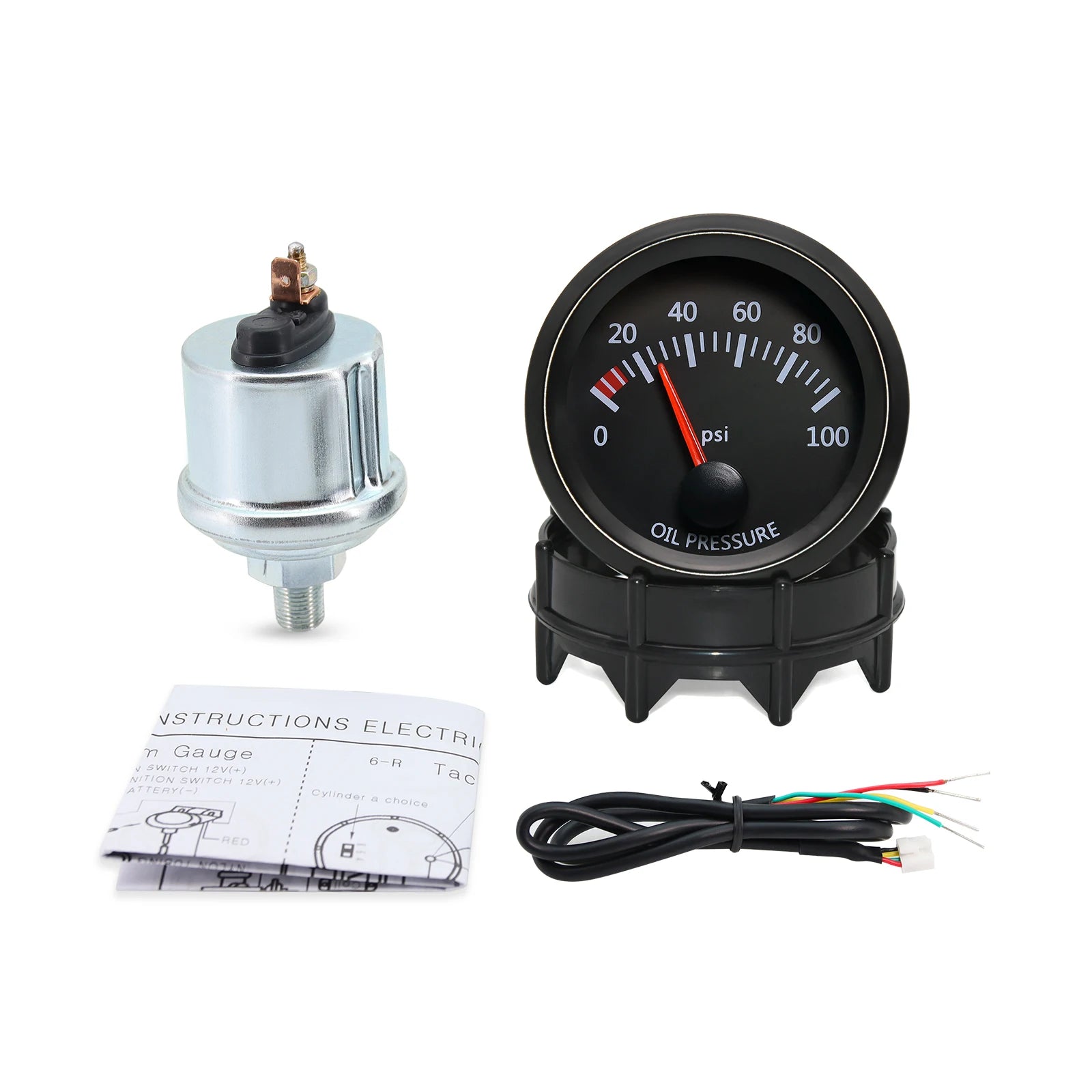 2'' 52MM Car Gauge 12V Water Temp Oil Temp Gauge Oil Press PSI BAR Volt Gauge Air Fuel Ratio Boost Vacuum Meter Black Face Gauge