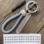 Leather Car Keychain With Phone Number Card Holder detail view