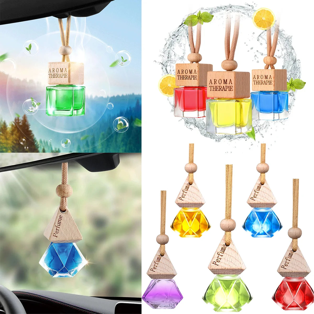 Car Aromatherapy Fragrance Pendent Bottle Perfume Diffuser Long-lasting Fragrance Air Freshener Car