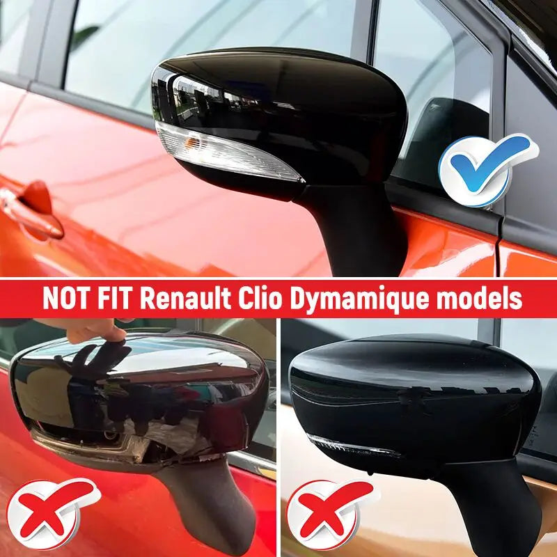 Glossy Black/White Car Side Door Rearview Mirror Cover Cap For Renault Clio 4 Mk4 / Zoe / Captur 2012-2019 Door Wing Mirror Case