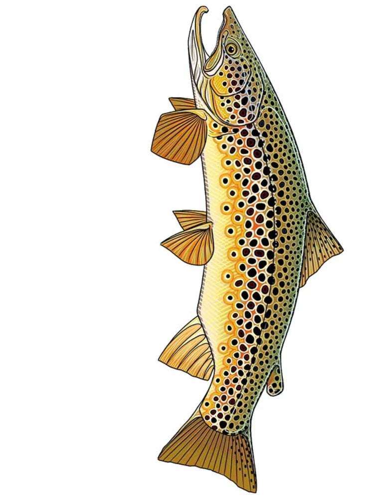 Car Stickers Wild Brown Trout Caravan Accessories Personality, Sticker Products Exterior Parts PVC Stylish, Decoration Cute,