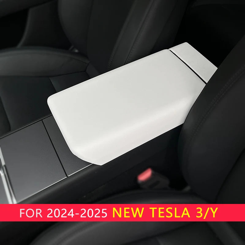 for Tesla Model Y Launch Juniper 2025 Model 3 Highland 2024 White leather Center Console Wireless charging frame Cover