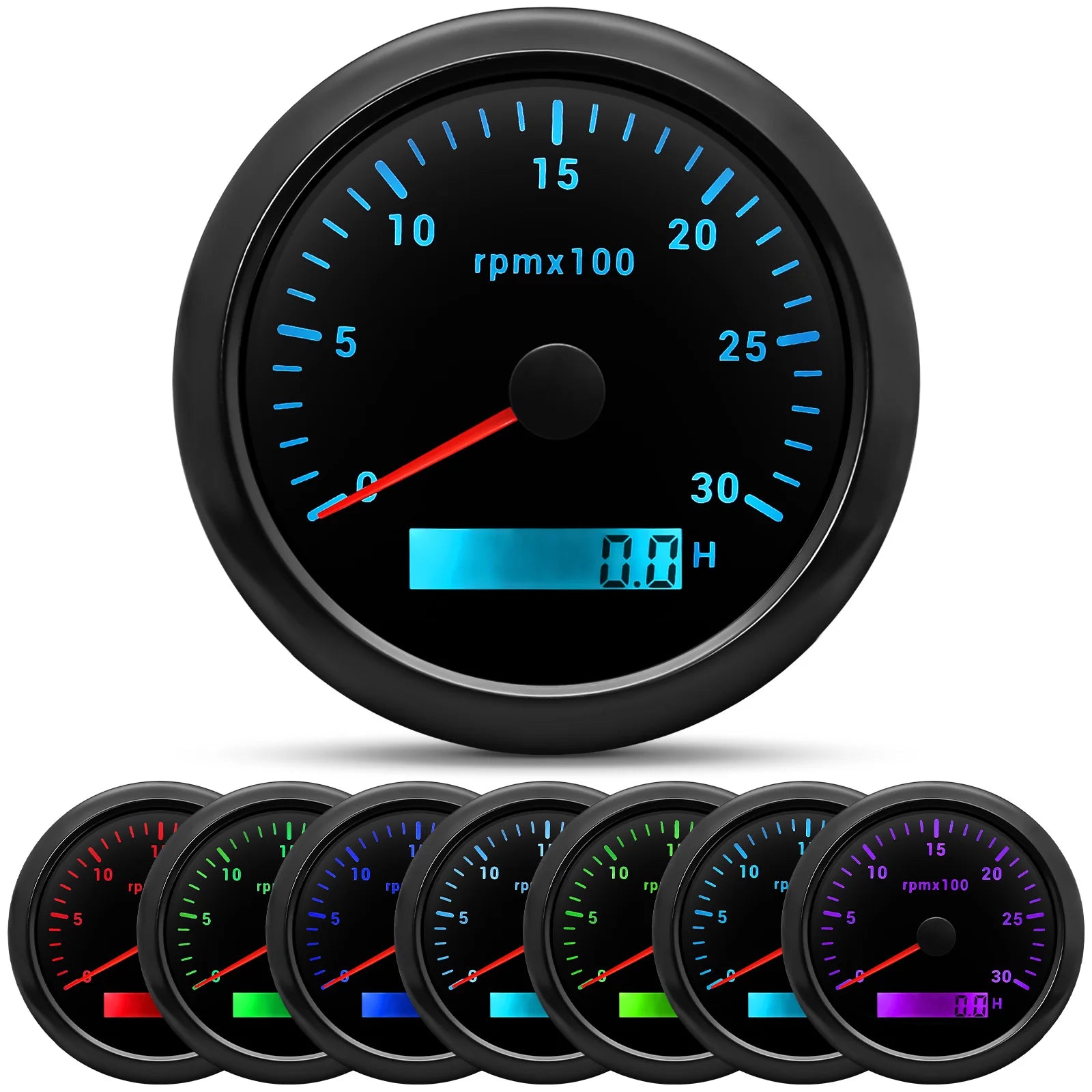 85MM Digital Tachometer 3000-8000 RPM | 7-Color Backlight LCD for Boat Car Marine RV lifestyle view