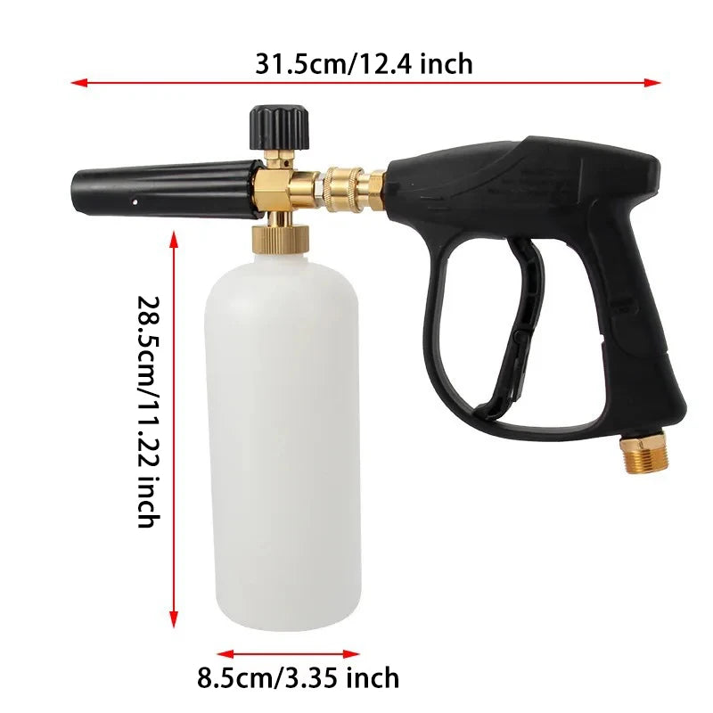 Pressure Washer Short Gun Foam Cannon Combo | 5 Nozzle Alloy Sprayer with 1L Tank alternate view