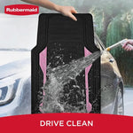Heavy duty allweather car floor mats with dualtone pink aluminum inserts for universal fit in most SUVs sedans and vans featuri