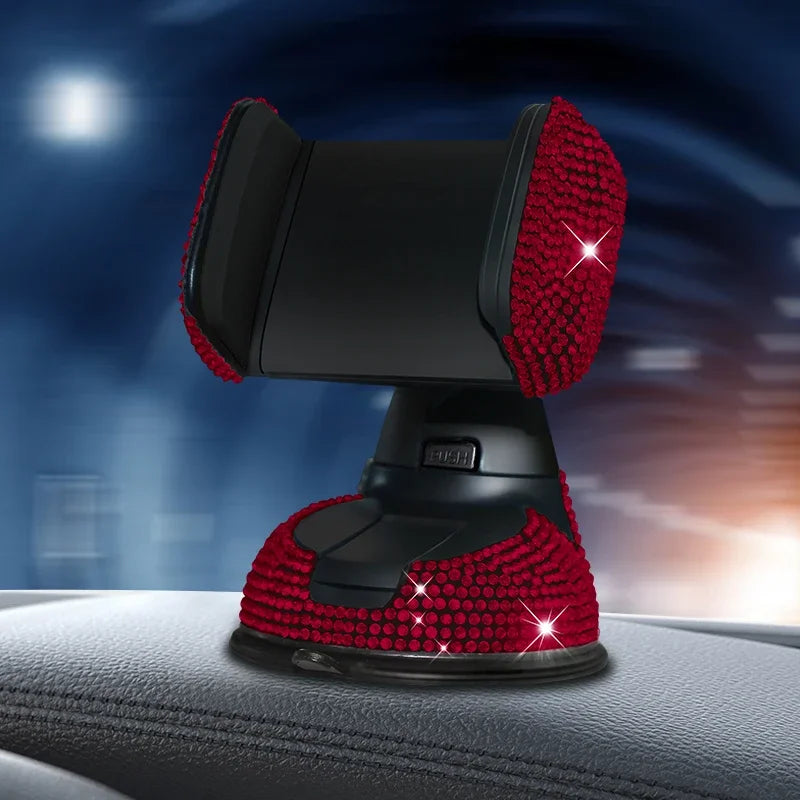2024 Diamond Cell Phone Holder for Car Phone Mount Pink Flexible Table Stand Mount Bli close-up view