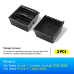 Heenvn For Tesla Model Y Juniper 2025 2026 Model YL Car Center Console Armrest Double-layer Storage Box Water Cup Mat Organizer