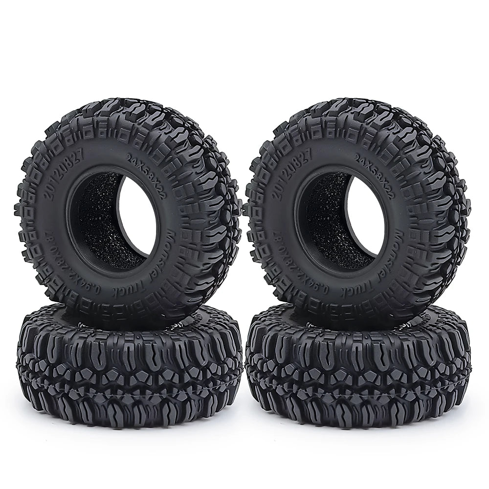 Mud Terrain Rubber Tyres 4PCS 1.0 Inch for 1/18 1/24 Axial SCX24 TRX4M Crawler close-up view