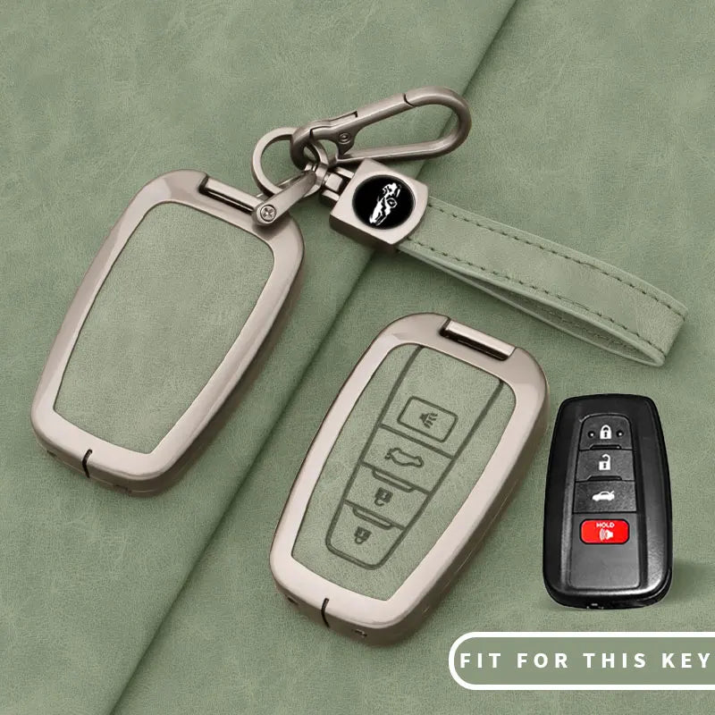 Leather Remote Key Chain Ring Case Cover Shell Protect For Toyota CHR Camry Corolla R lifestyle view