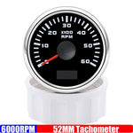 2" 52mm Tachometer Gauge | Red Backlight RPM Meter for Car Boat Marine 12V 24V close-up view