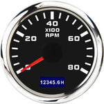 52mm Tachometer with Hourmeter | 7 Color Backlight RPM Gauge for Car Boat close-up view