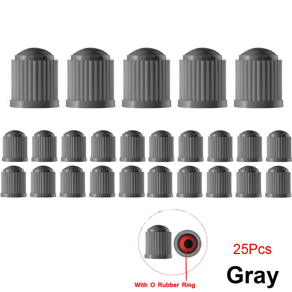 10/25/50/100Pcs Universal Plastic Tire Valve Caps for Cars, Trucks, Motorcycles, and B close-up view