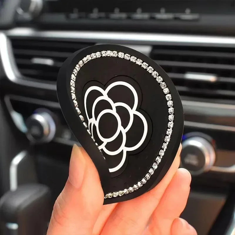 2PCS of Diamond Car Coasters, Tea Flower Car Cup Holders, Silicone Anti Slip Coasters, G detail view