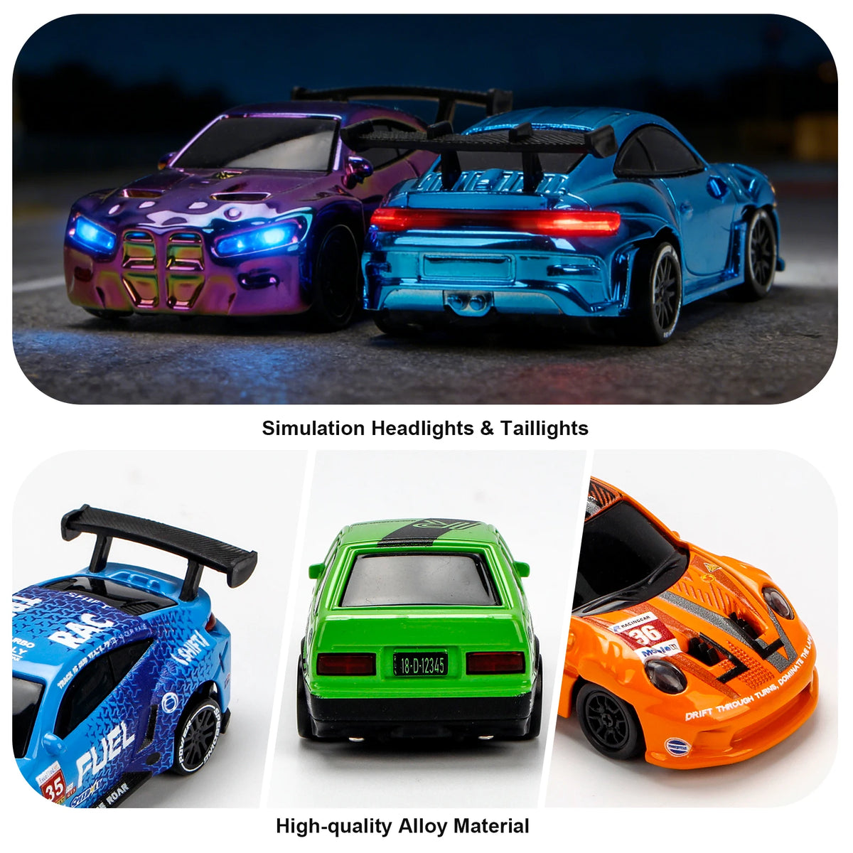1/64 Drift RC Car with LED Lights 2.4G Remote Control additional angle