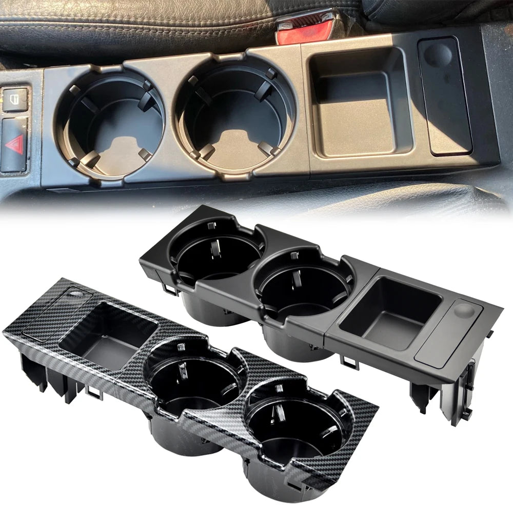 Double Hole Car Center Console Storage Box with Cup Holder | For BMW E46 1999-2006
