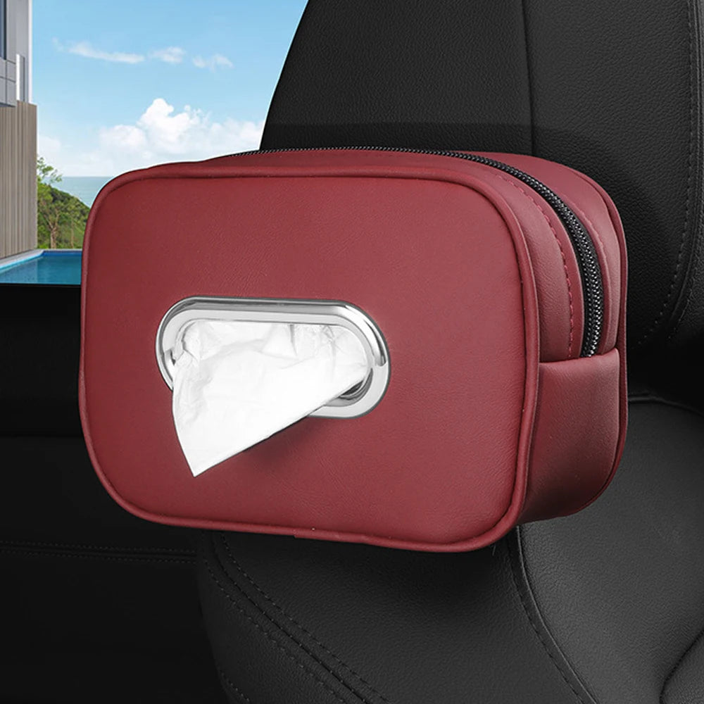 2025 Car Tissue Box Holder Microfiber Leather Car Center Console Armrest Napkin Box Sun Visor Backseat Tissue Case with Fix Stra